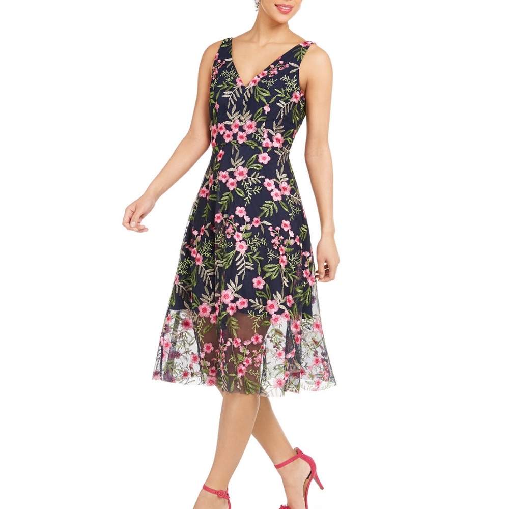 Vince Camuto Floral Embroidered Midi Dress 16
